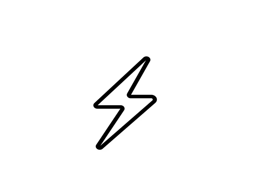 Schlichter schwarzer Umriss eines Blitzzeichens auf weißem Hintergrund.