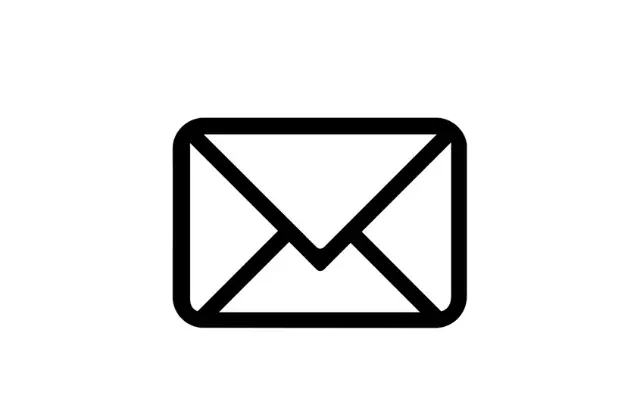 Kontur eines geschlossenen Kuverts in schlichtem, sauberem Design auf weißem Hintergrund.