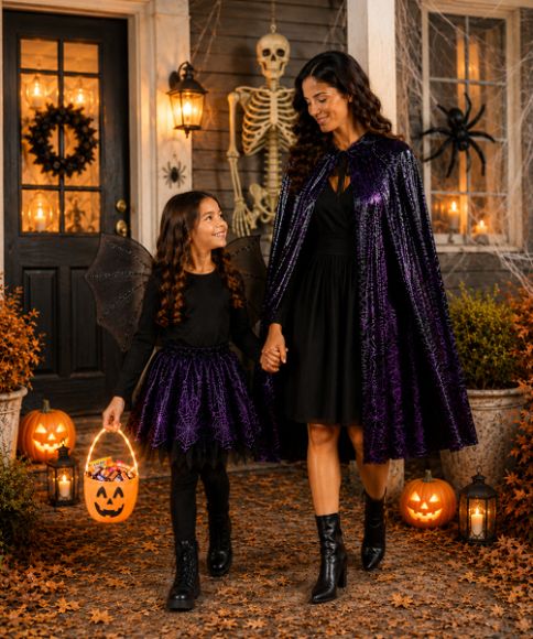 Halloween-Kostüme für Damen und Mädchen mit Hexencapes