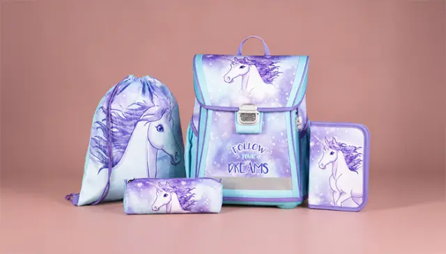 Einhorn Schulranzen Set für den Schulstart