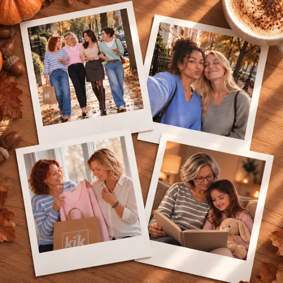 Fotocollage mit Freundinnen und Familie bei gemeinsamen Herbstmomenten